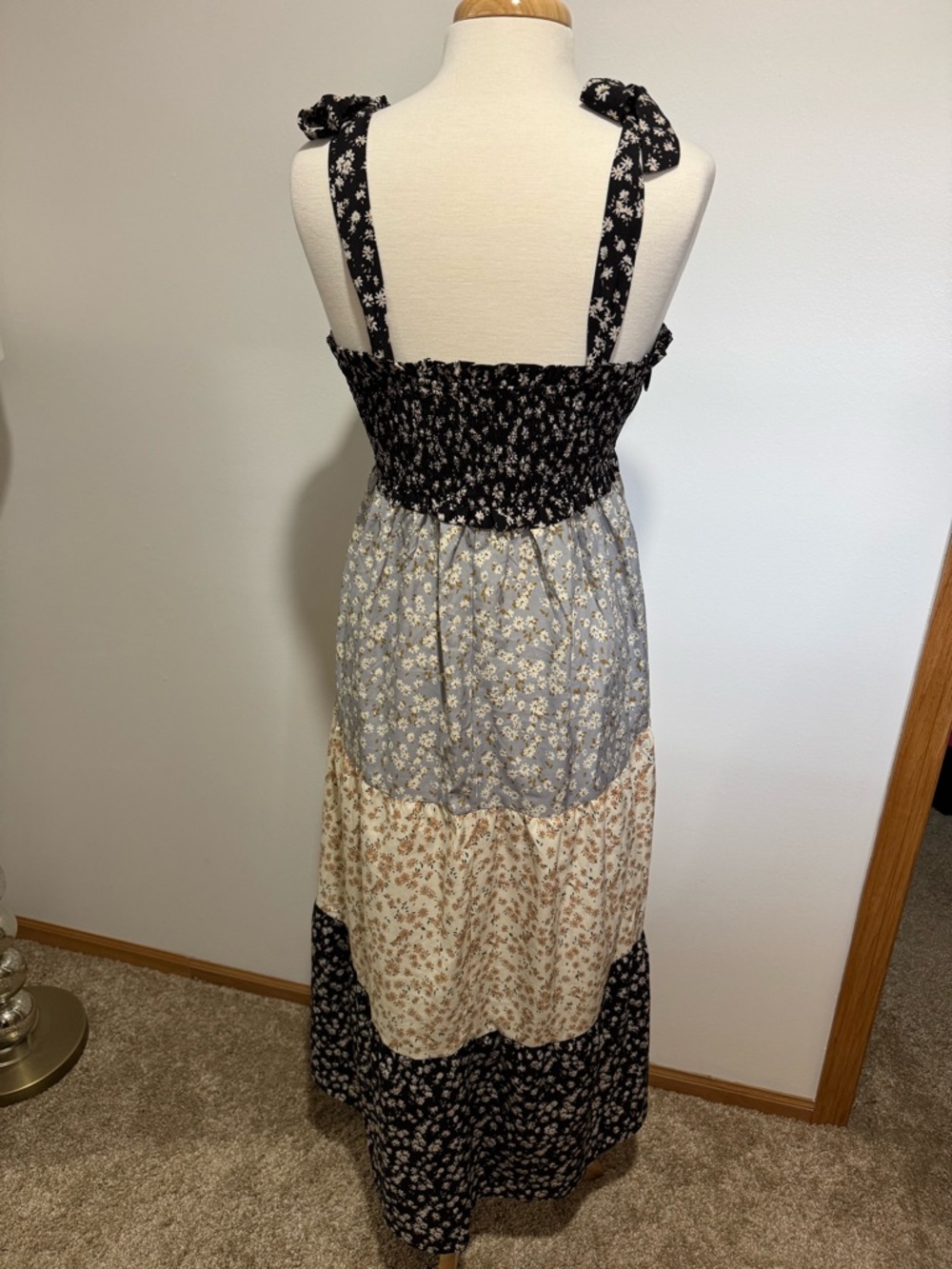 PinkBlush Womens Multicolor Floral Tier Shoulder Tie Maternity Maxi Dress Size M - Picture 9 of 12